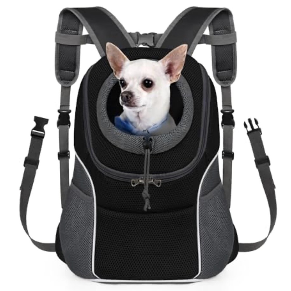 Deluxe Pet Travel Backpack - Black and Gray